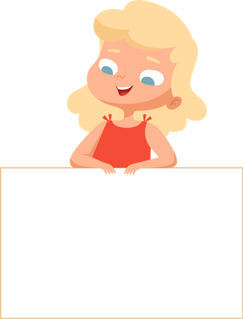 Little Girl Holding Banner  Illustration