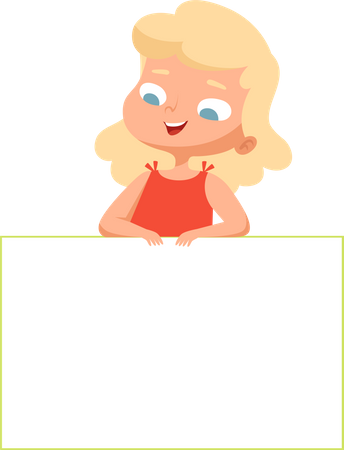 Little girl holding blank banner  Illustration