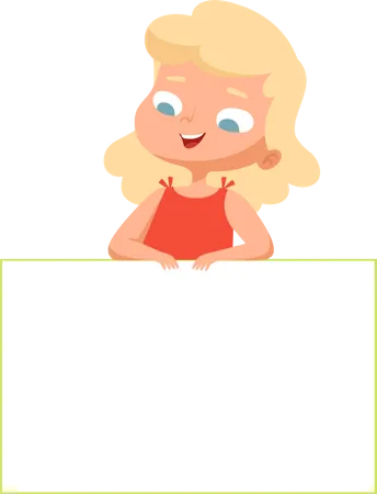 Little girl holding blank banner  Illustration