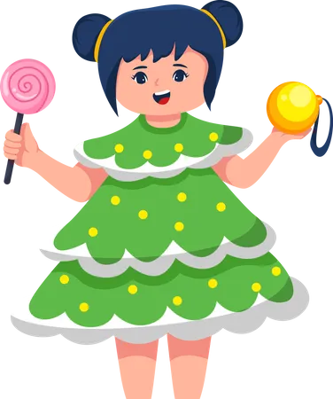 Little Girl holding candy  Illustration