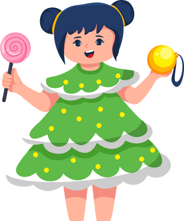 Little Girl holding candy  Illustration