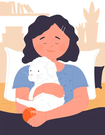 Little girl Holding dog  Illustration