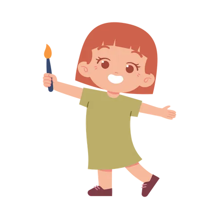 Little girl holding painting brush  Illustration