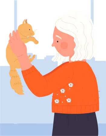 Little girl holding Pets  Illustration