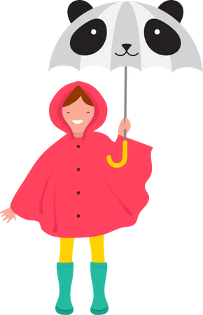 Little girl holding umbrella Illustration