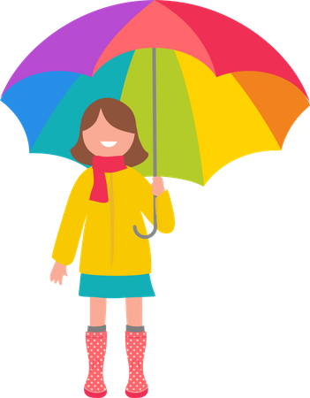 Little girl holding umbrella Illustration