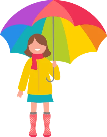 Little girl holding umbrella  Illustration