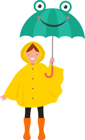 Little girl holding umbrella  Illustration