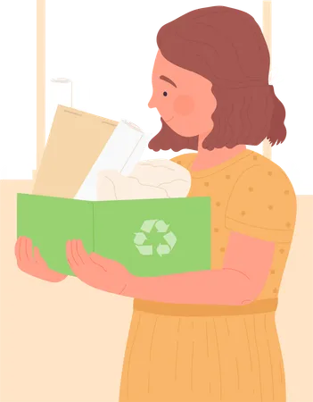 Little girl holding Waste  Illustration