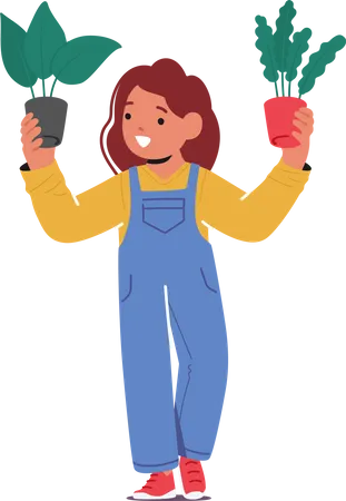 Nurturing Connection Child Girl Character Holds A Houseplant In Hands Symbolizing Care And Growth Representing Beauty Of Nature And Importance Of Fostering Life Cartoon People Vector Illustration Illustration