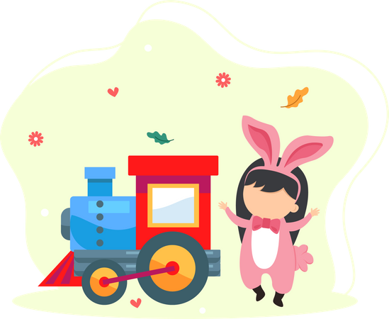 Little girl in bunny costume  Illustration