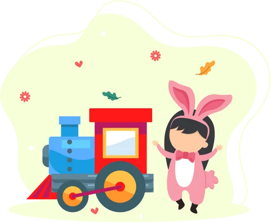 Little girl in bunny costume  Illustration