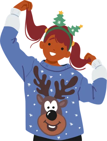 Little Girl In Christmas Sweater  Illustration