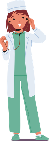 Little Girl in Doctor Clothe  Illustration