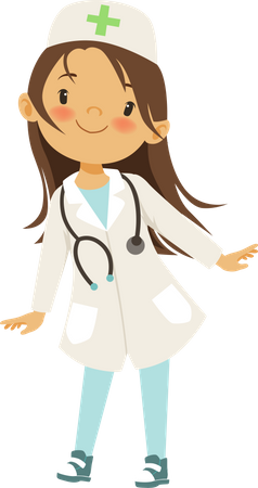 Little girl in doctor costume Illustration