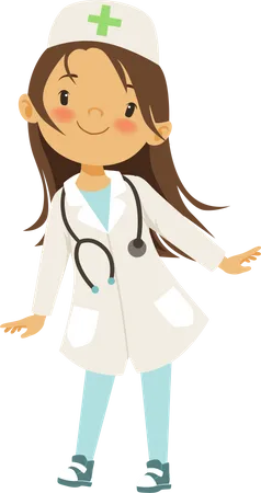 Little girl in doctor costume  Illustration