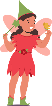 Little Girl In Fairy Costume  Illustration