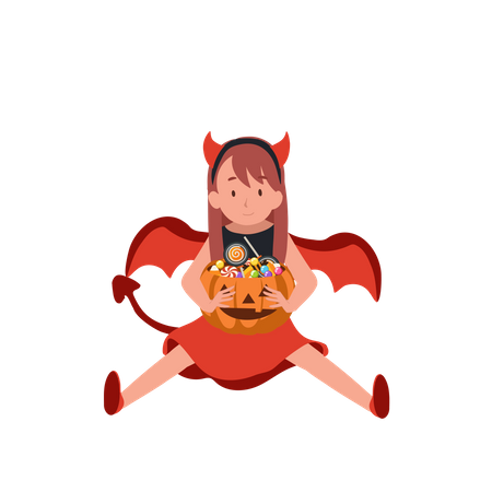 Little girl in halloween costumes  Illustration