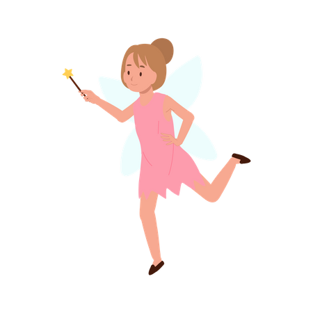 Little girl in Halloween fairy dress Illustration