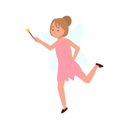 Little girl in Halloween fairy dress  Illustration