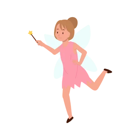 Little girl in Halloween fairy dress  Illustration