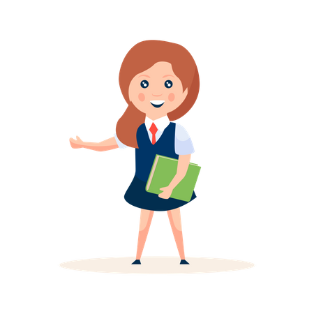 Little girl in school uniform  Illustration