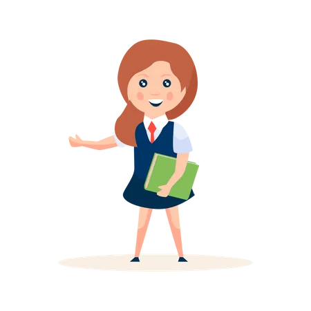 Little girl in school uniform  Illustration