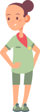 Little girl in scout uniform  Illustration