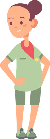 Little girl in scout uniform  Illustration