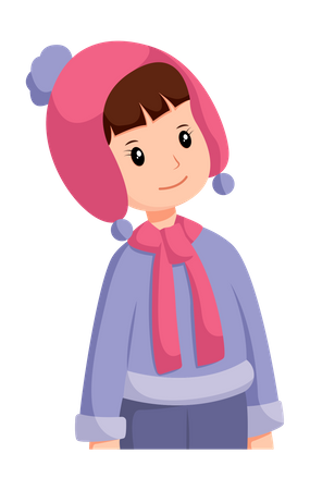 Little Girl In Winter clothes  Illustration