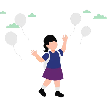 The Child Is Dreaming About The Balloons Illustration