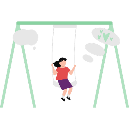 Little girl is enjoying on the swing  Illustration