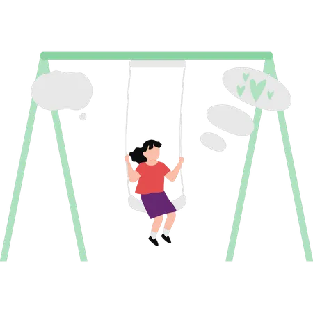 The Child Is Enjoying On The Swing Illustration