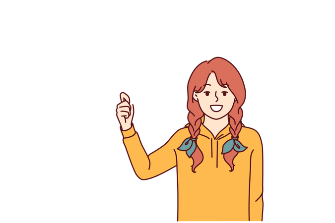 Little girl is holding hashtag symbol  Illustration