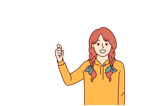 Little girl is holding hashtag symbol  Illustration