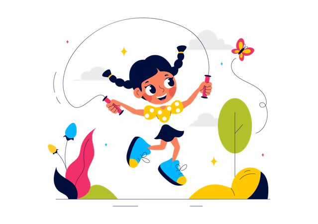 Little girl jumping rope  Illustration