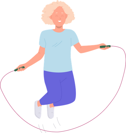 Little girl jumping skipping rope  Illustration