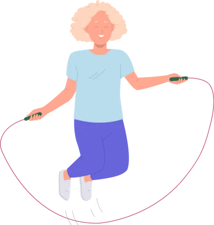 Little girl jumping skipping rope  Illustration