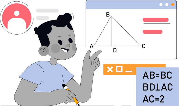 数学の公式を学ぶ少女  イラスト