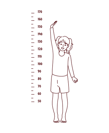 Little girl measuring height  Illustration