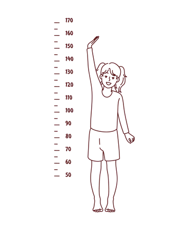 Little girl measuring height  Illustration