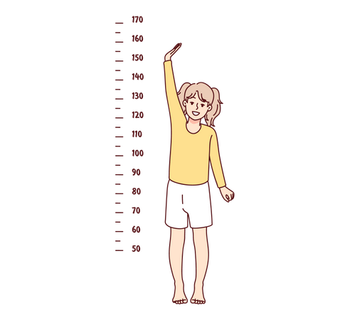 Little girl measuring height  Illustration