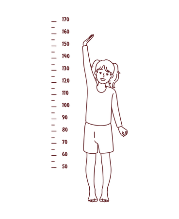 Little girl measuring height  Illustration