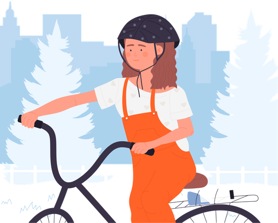 Little girl On Bicycle  Illustration