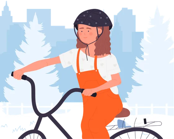 Little girl On Bicycle  Illustration