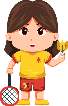 Little girl playing badminton  Illustration