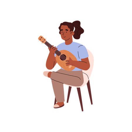 Little girl playing ukulele  Illustration