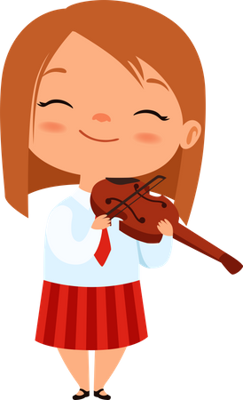 Little girl playing violin Illustration