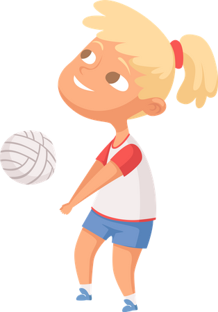 Little girl playing volleyball Illustration