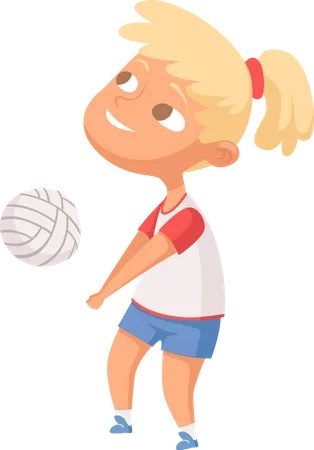 Little girl playing volleyball Illustration